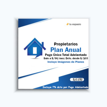 Propietario Pago Anual Adelantado: S/96/mes (con 7% dcto.)